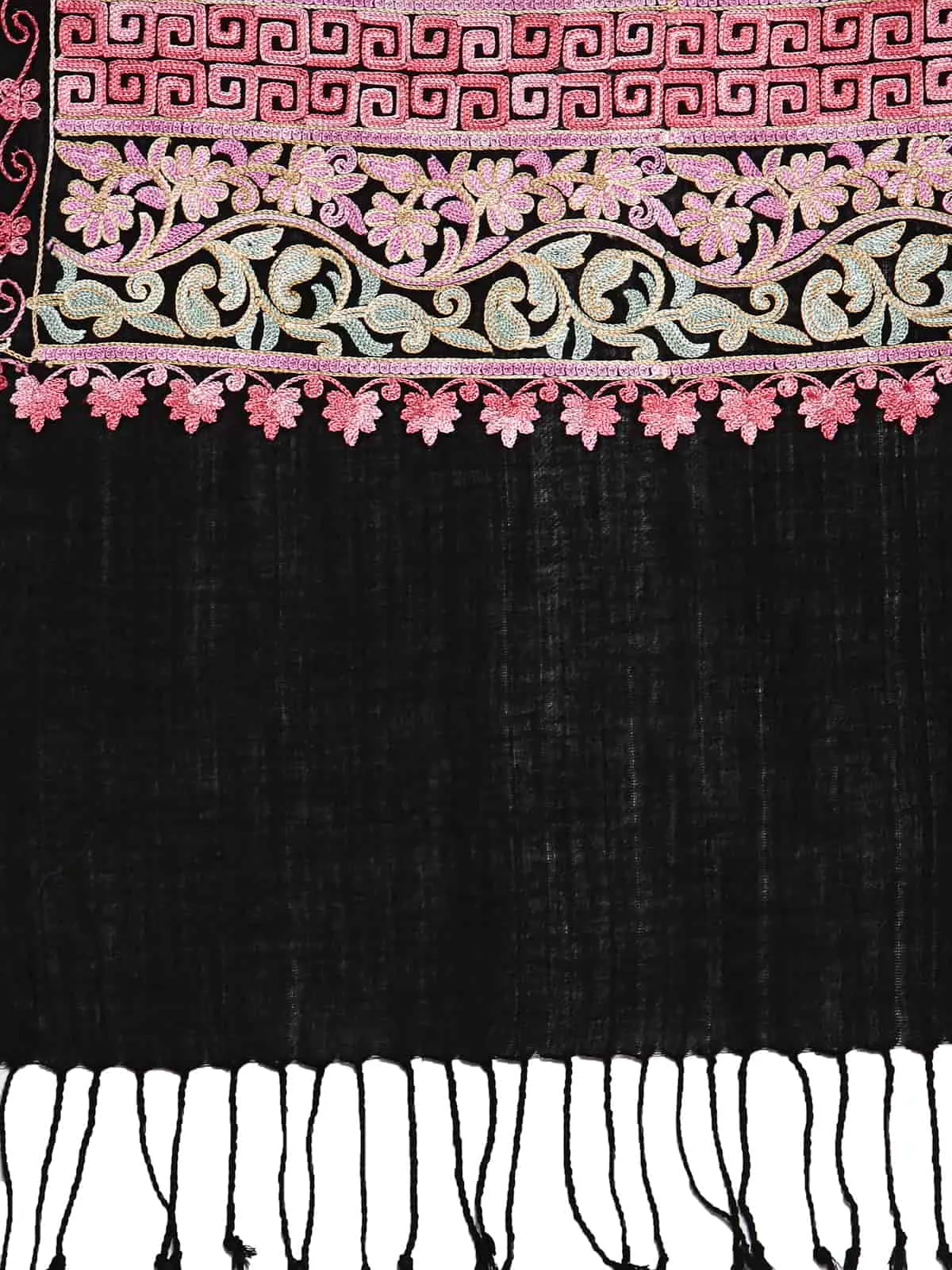 Floral Embroidered Wool Shawl