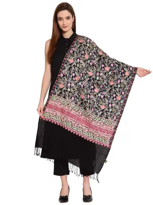 Floral Embroidered Wool Shawl