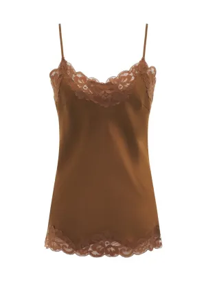 Floral Lace Silk Cami Bronze