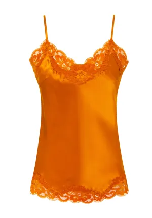 Floral Lace Silk Cami Tangerine