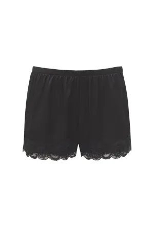 Floral Lace Silk Shorts Black
