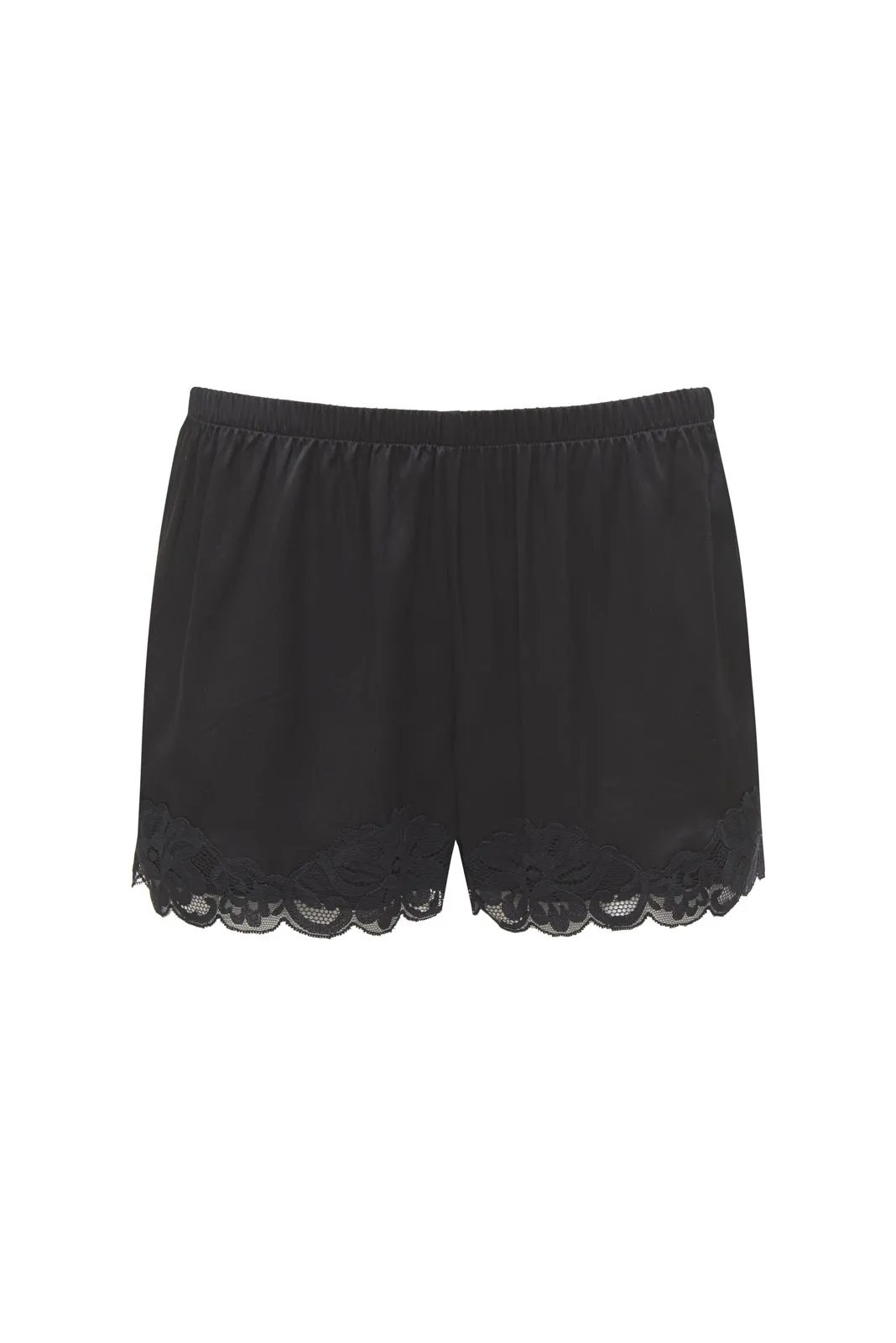 Floral Lace Silk Shorts Black