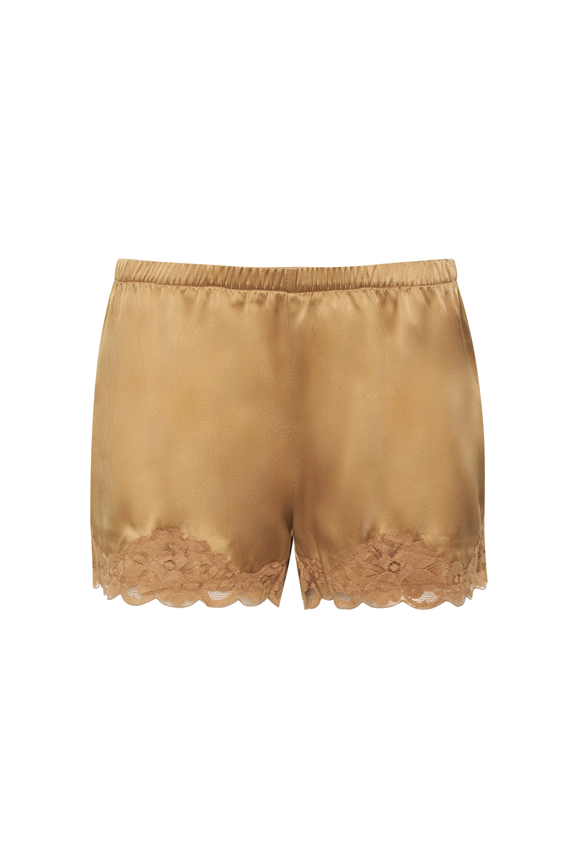 Floral Lace Silk Shorts Fall Camel