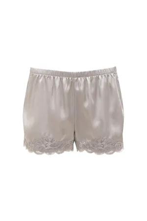 Floral Lace Silk Shorts Ice Grey