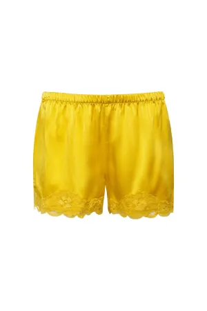 Floral Lace Silk Shorts Mellow Yellow