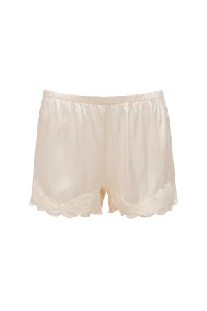 Floral Lace Silk Shorts Vanilla