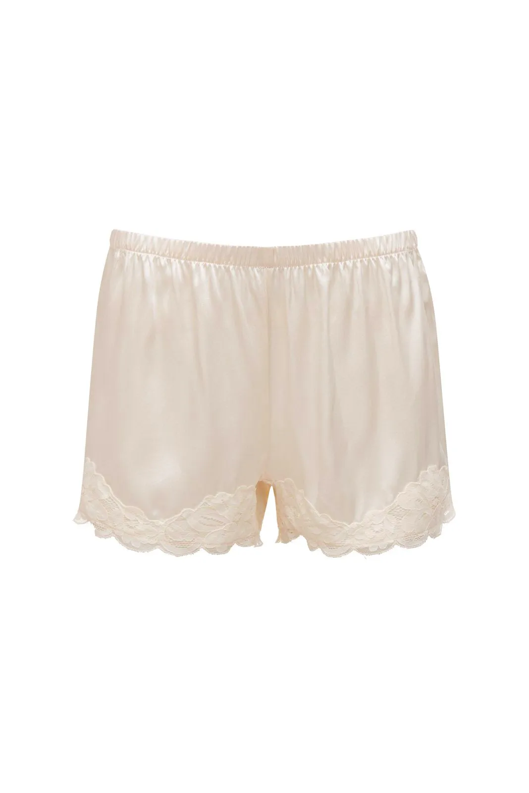 Floral Lace Silk Shorts Vanilla