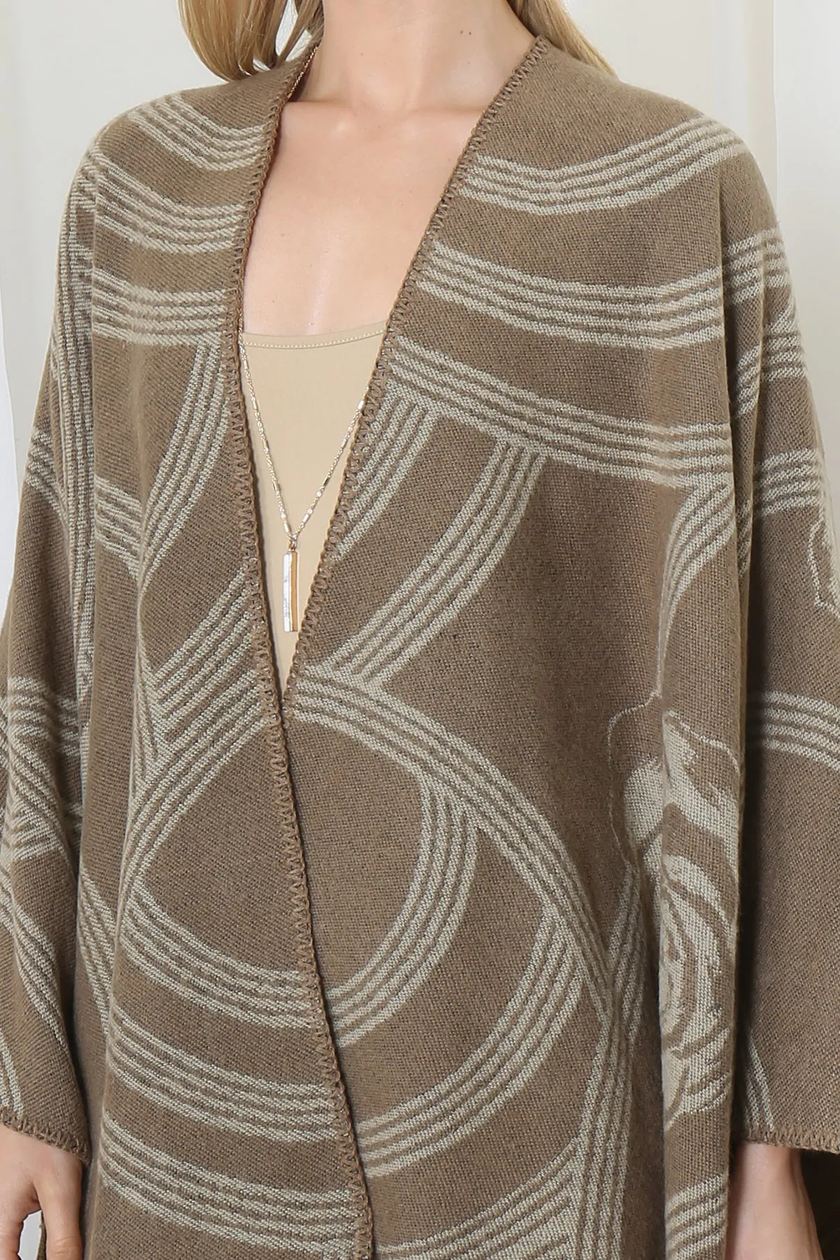 FLOWER GEOMETRIC PRINT OPEN FRONT KIMONO