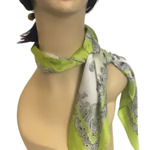 Flower Necktie Poly Silk Scarf - Apple Green