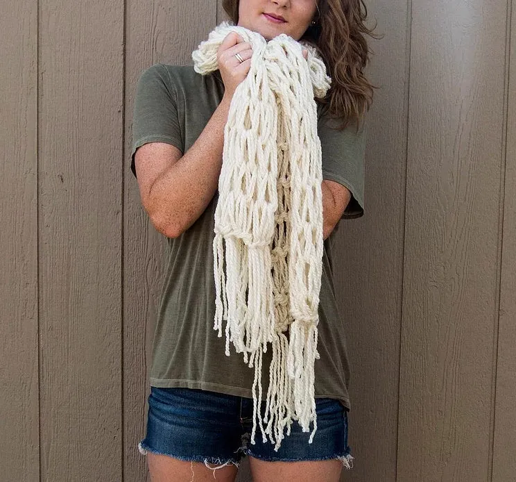 Fringe Scarf "Ivory" Bulky