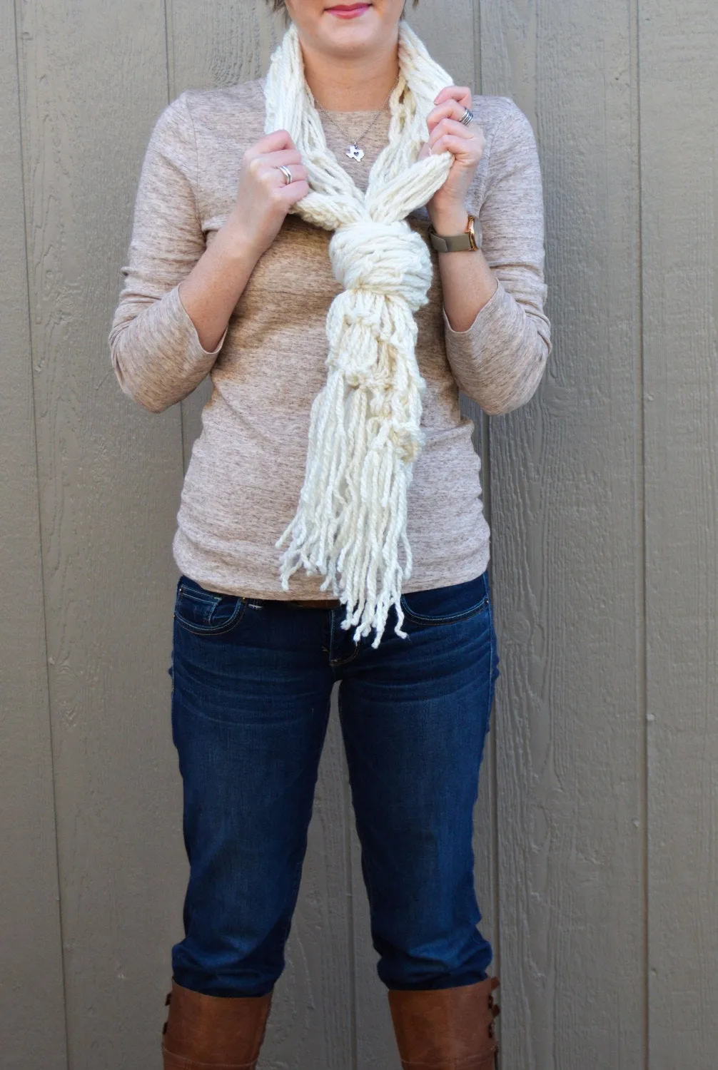 Fringe Scarf "Ivory" Bulky