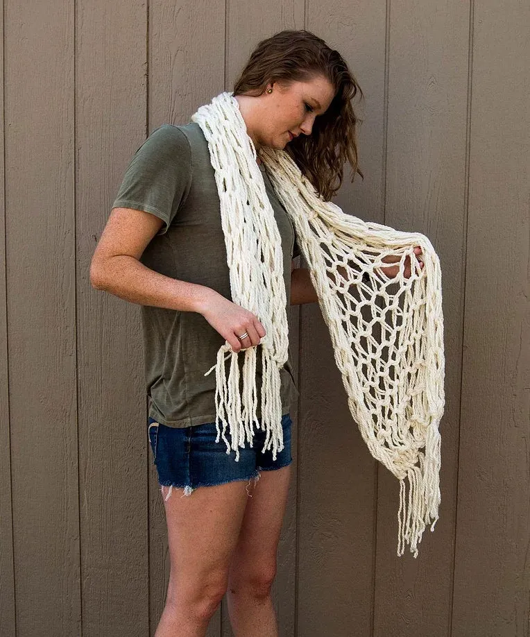 Fringe Scarf "Ivory" Bulky