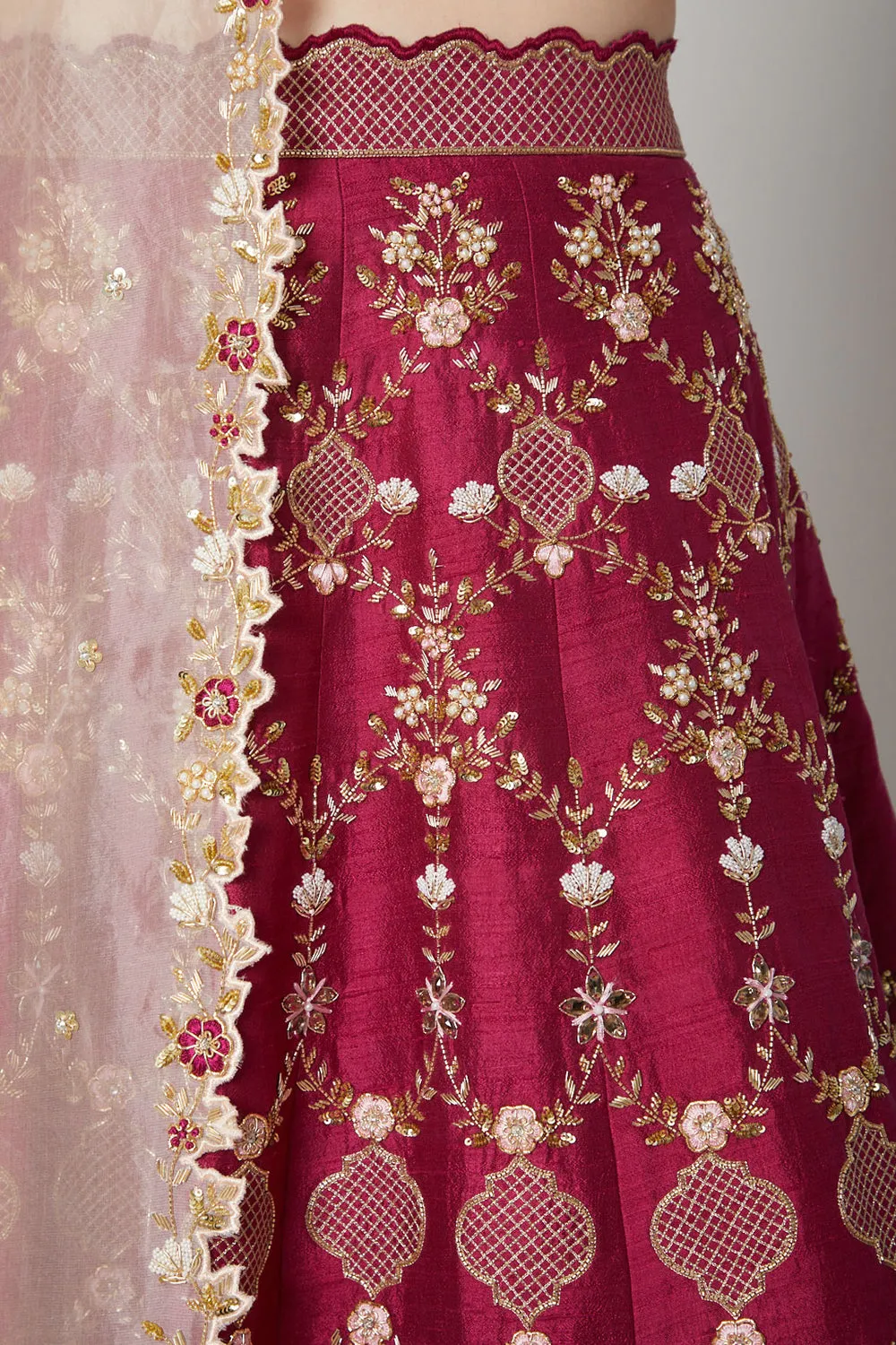 Fuchsia Embroidered Lehenga Set
