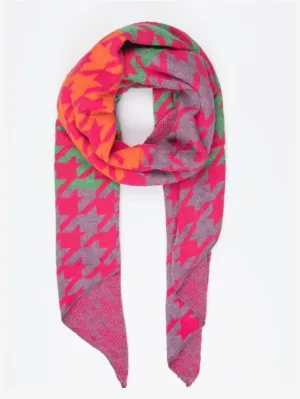 Fuchsia/Green Houndstooth Scarf