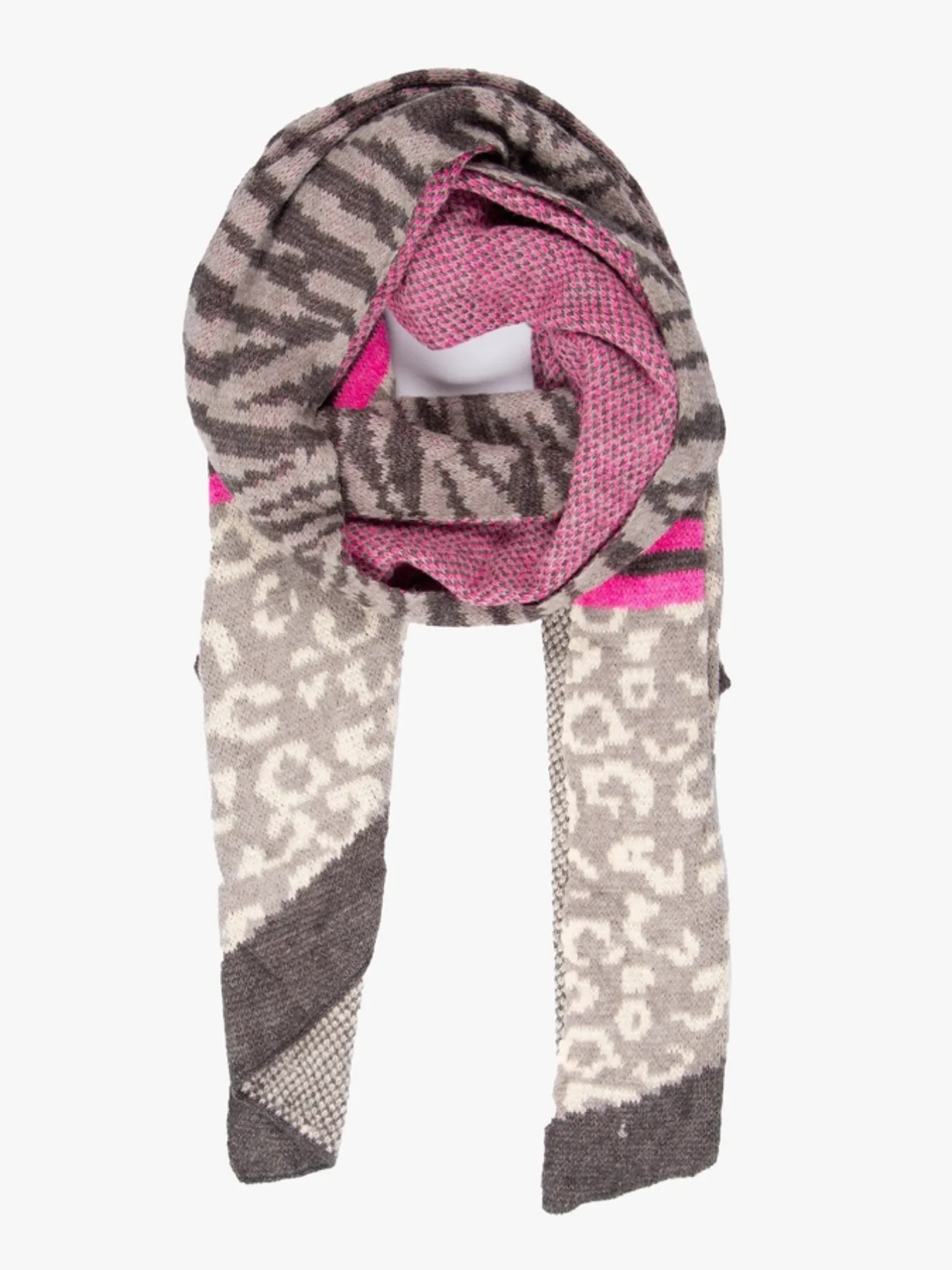 Fuchsia/Orange Tiger & Leopard Scarf