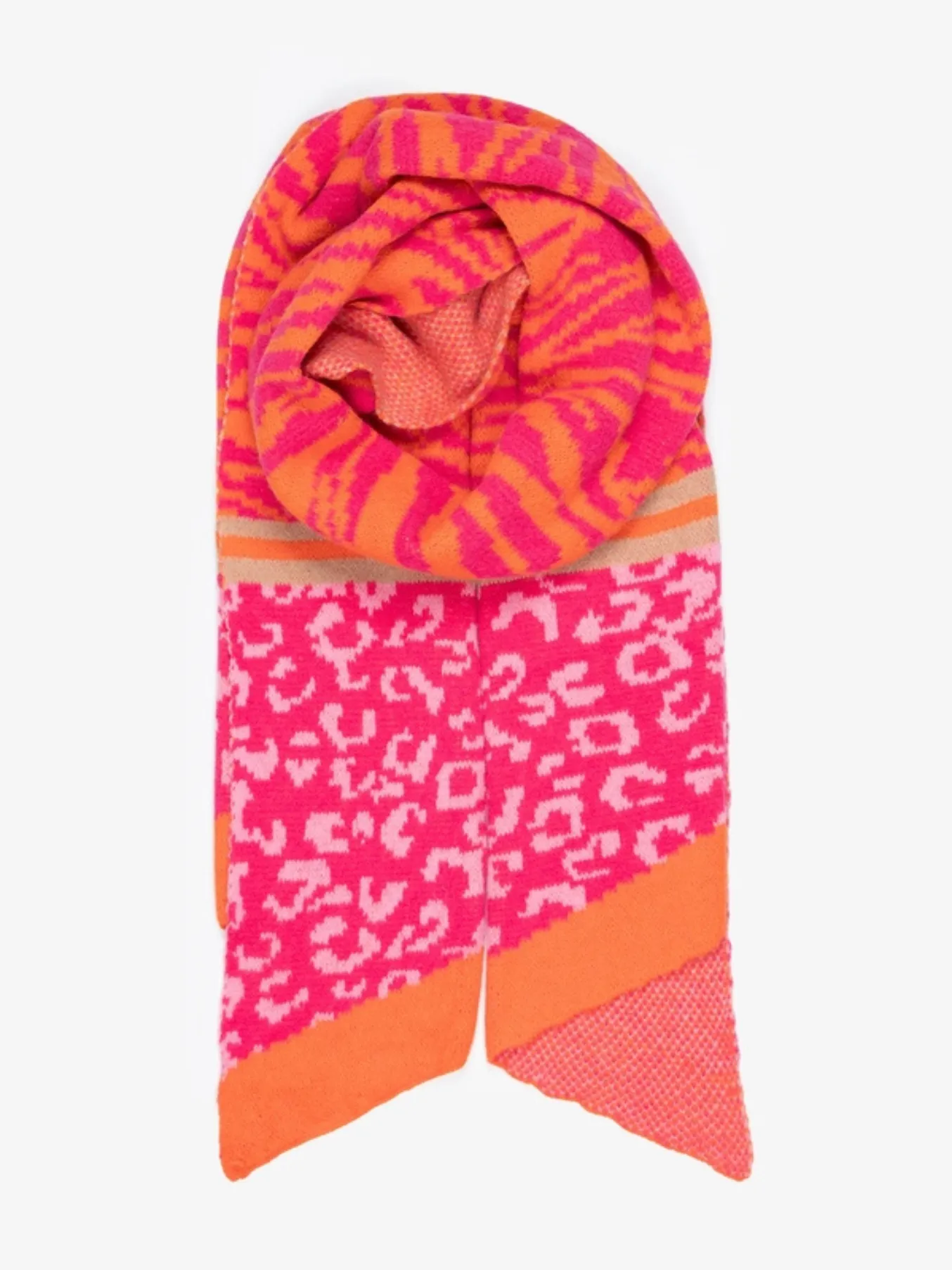 Fuchsia/Orange Tiger & Leopard Scarf
