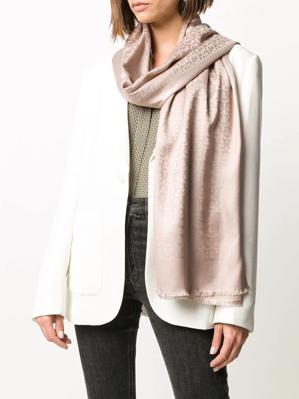 Gancini silk and wool stole
