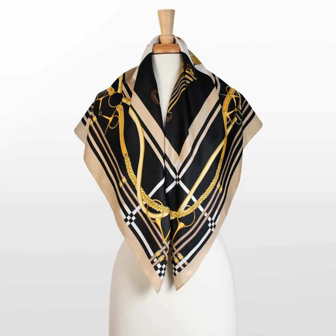 Genevieve - Stylized Equestrian in Honey and Black Scarf