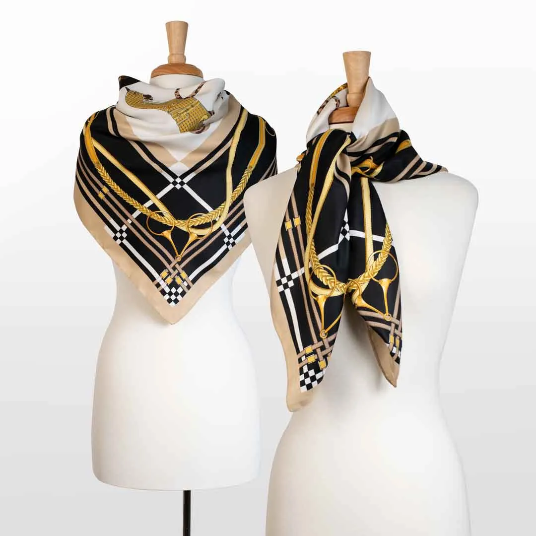 Genevieve - Stylized Equestrian in Honey and Black Scarf