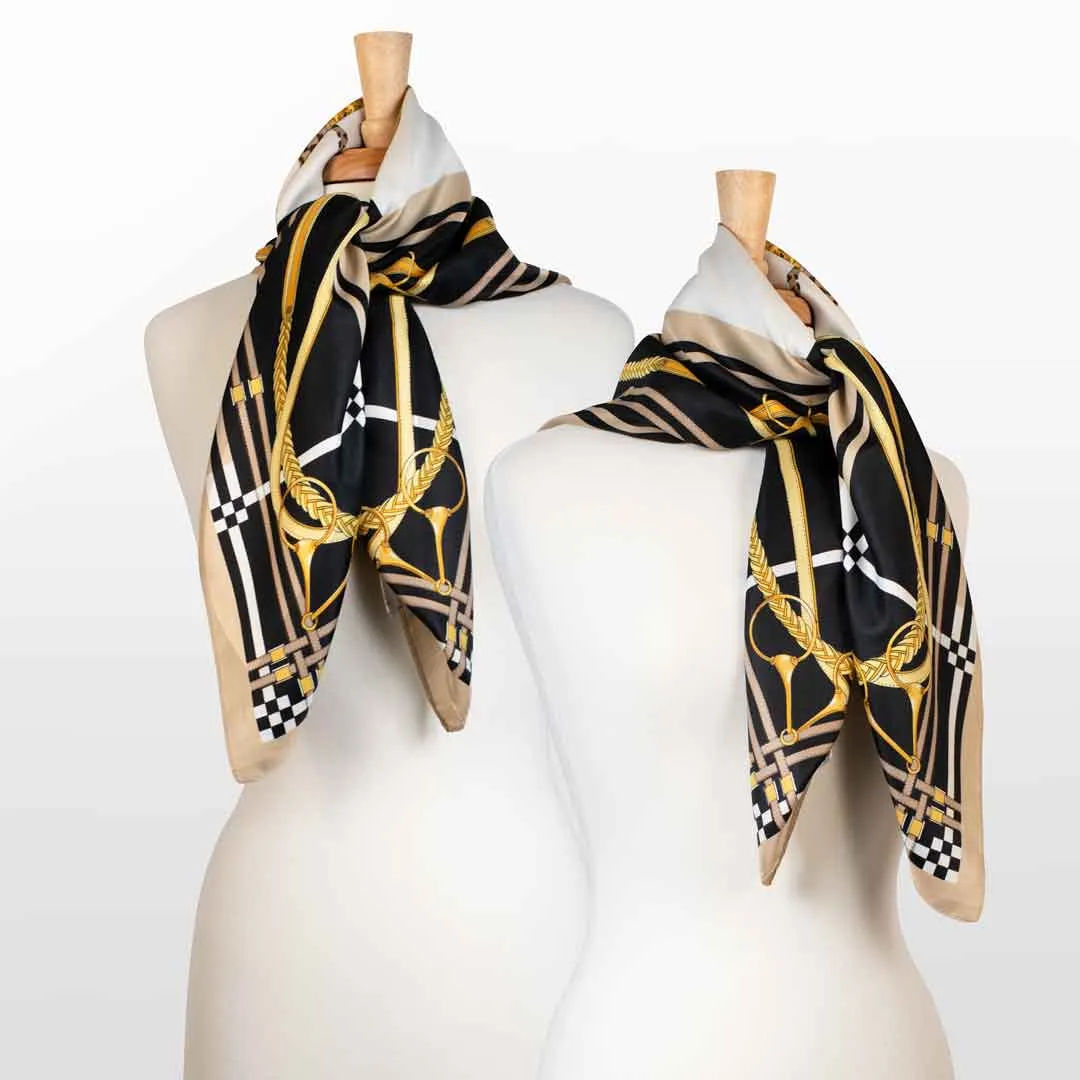 Genevieve - Stylized Equestrian in Honey and Black Scarf