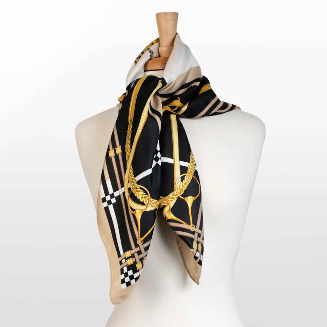 Genevieve - Stylized Equestrian in Honey and Black Scarf