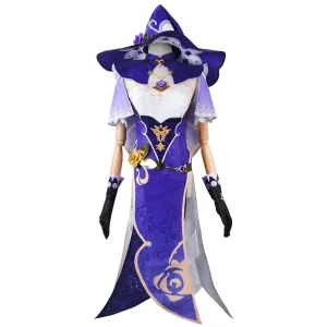 Genshin Impact Lisa Witch of Purple Rose Cosplay Costume Librarian Sexy Dress