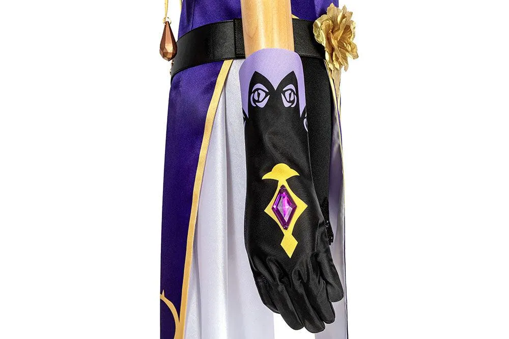 Genshin Impact Lisa Witch of Purple Rose Cosplay Costume Librarian Sexy Dress