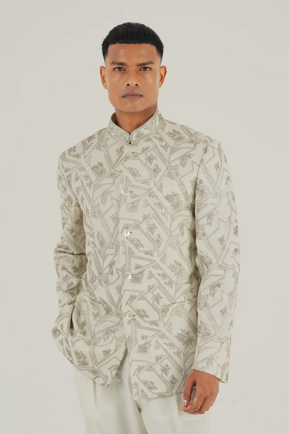 Geometric Embroidered Bandhgala