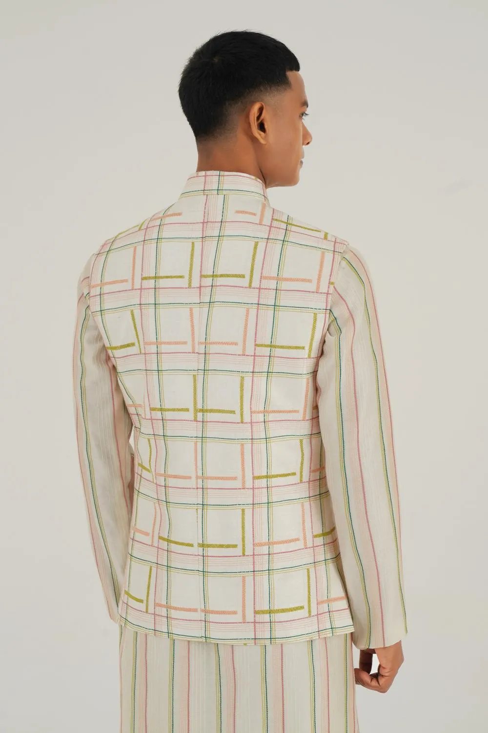 Geometric Embroidered Jawahar Jacket With Mirror Work
