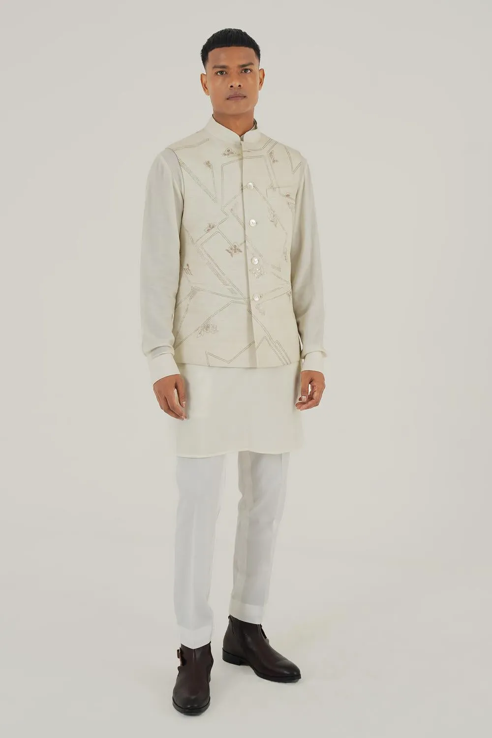 Geometric Embroidered Jawahar Jacket