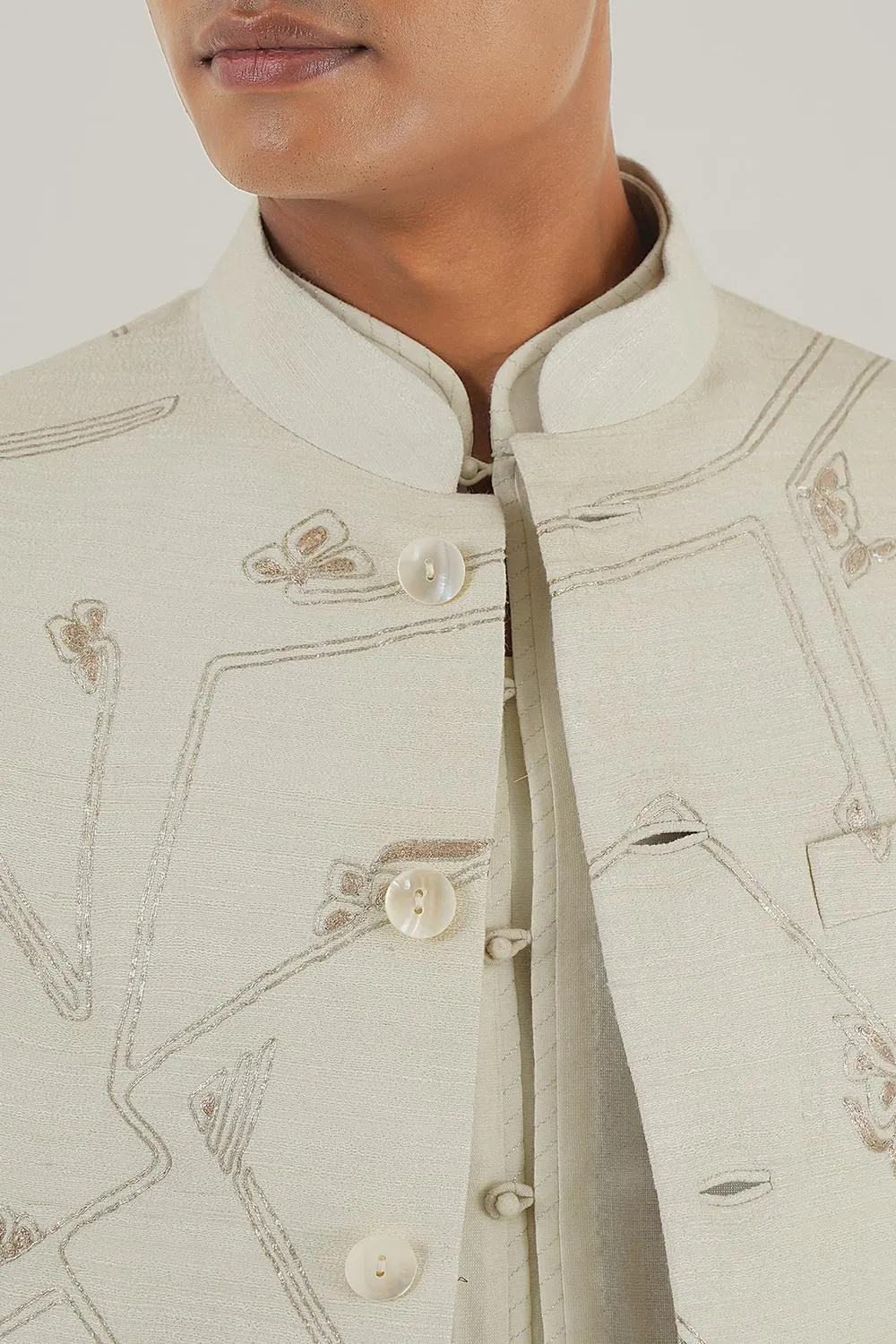 Geometric Embroidered Jawahar Jacket