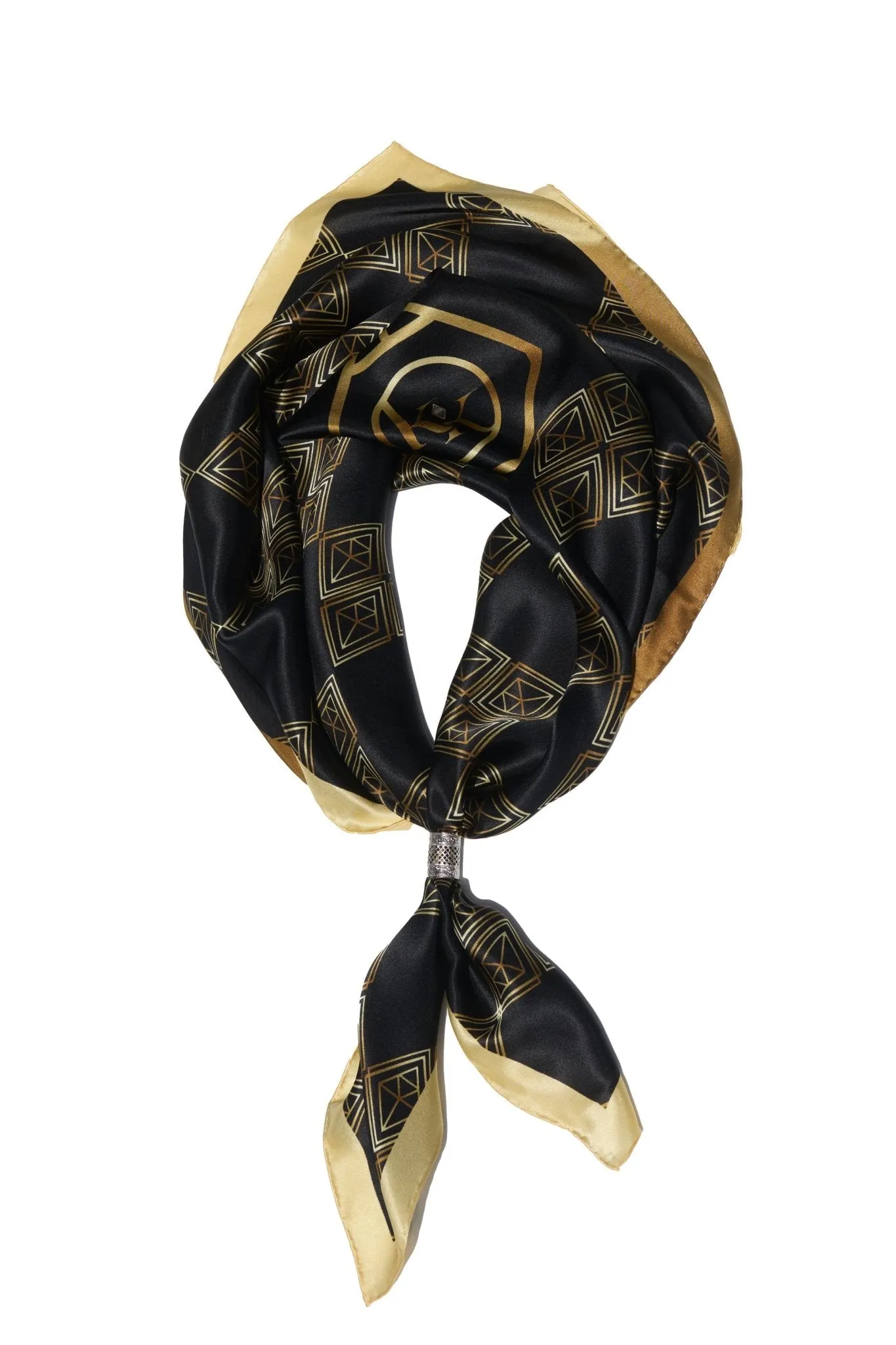 Geometric Gold Luxury Silk Scarf