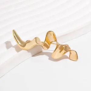 Geometric Gold Silver Plated Abstract Ribbon Pin Brooch