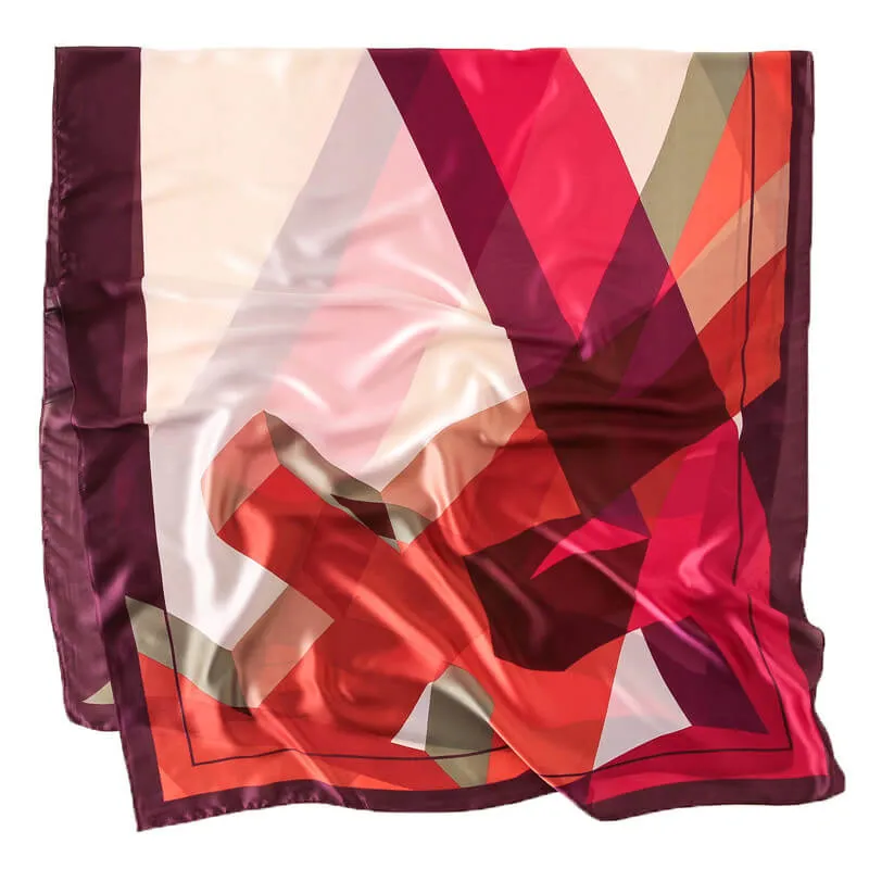 Geometric Pattern Long Silk Scarf for Women