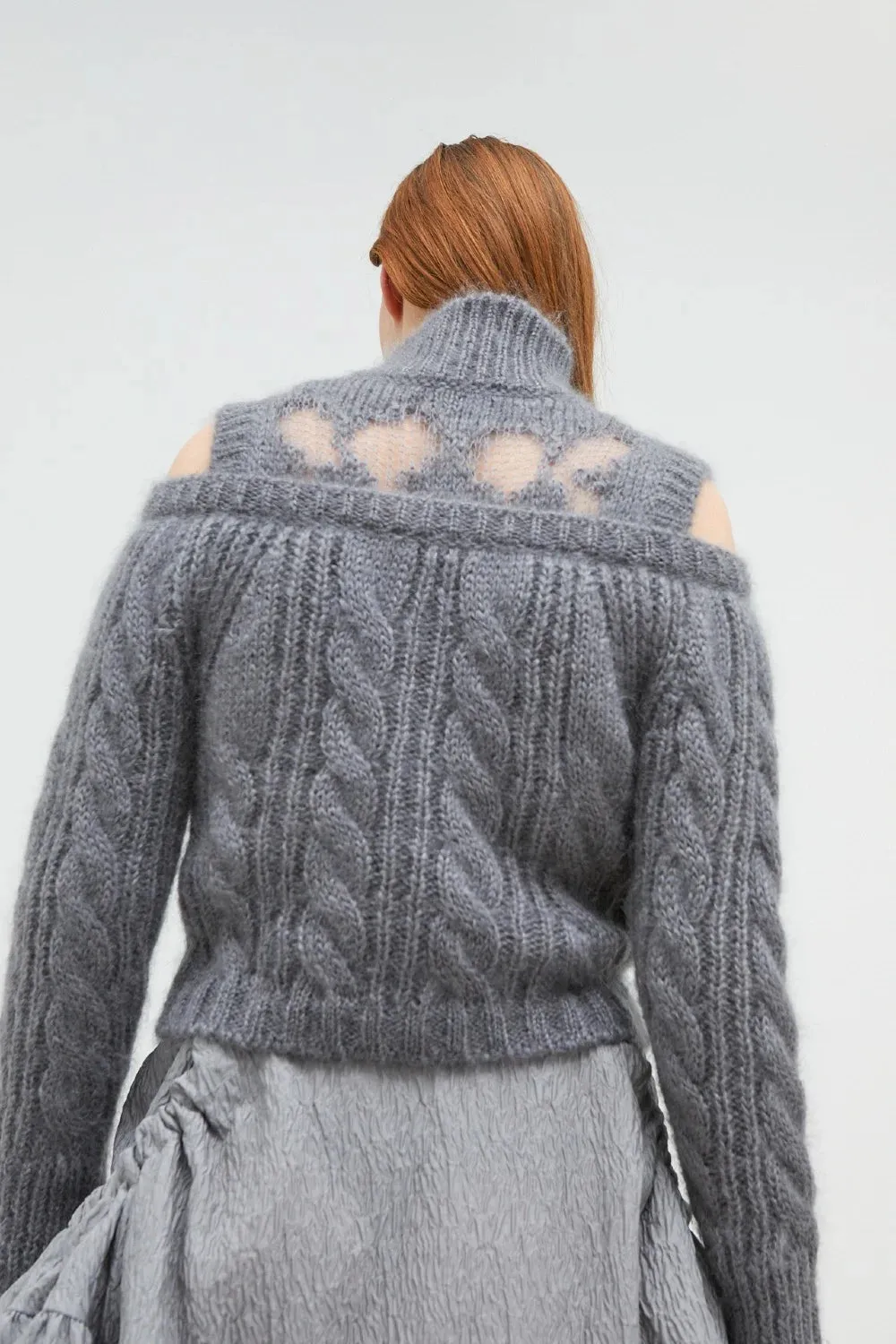 GIA | CARDIGAN CABLE MOHAIR GREY