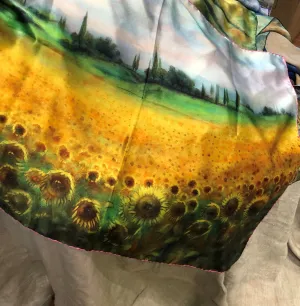 Girasoli Italian Silk Satin  70 x 180 cm