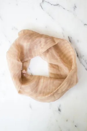Glenty 100% Silk Scarf with Geometric Design Beige Infinty Scarf