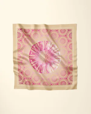 GLOWING Mandala Designer 100% Silk Scarf in Gold Magenta