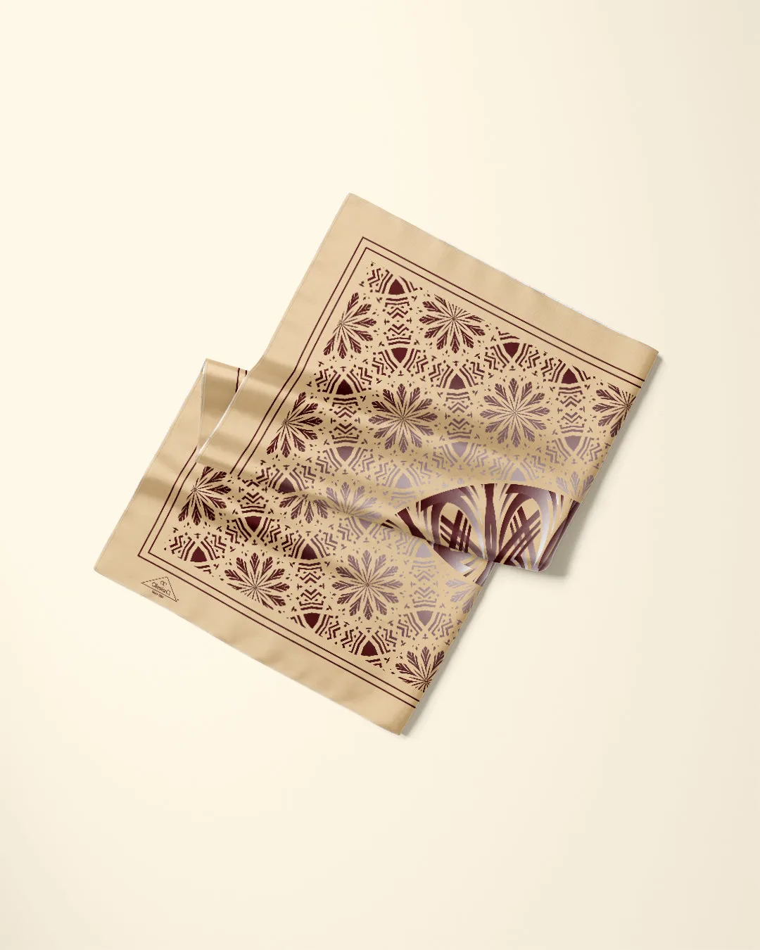 GLOWING Mandala Designer 100% Silk Scarf in Mocha Gold