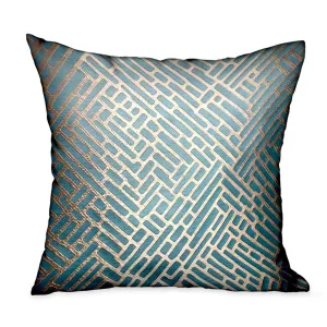 Golden Brick Blue Geometric Luxury Throw Pillow