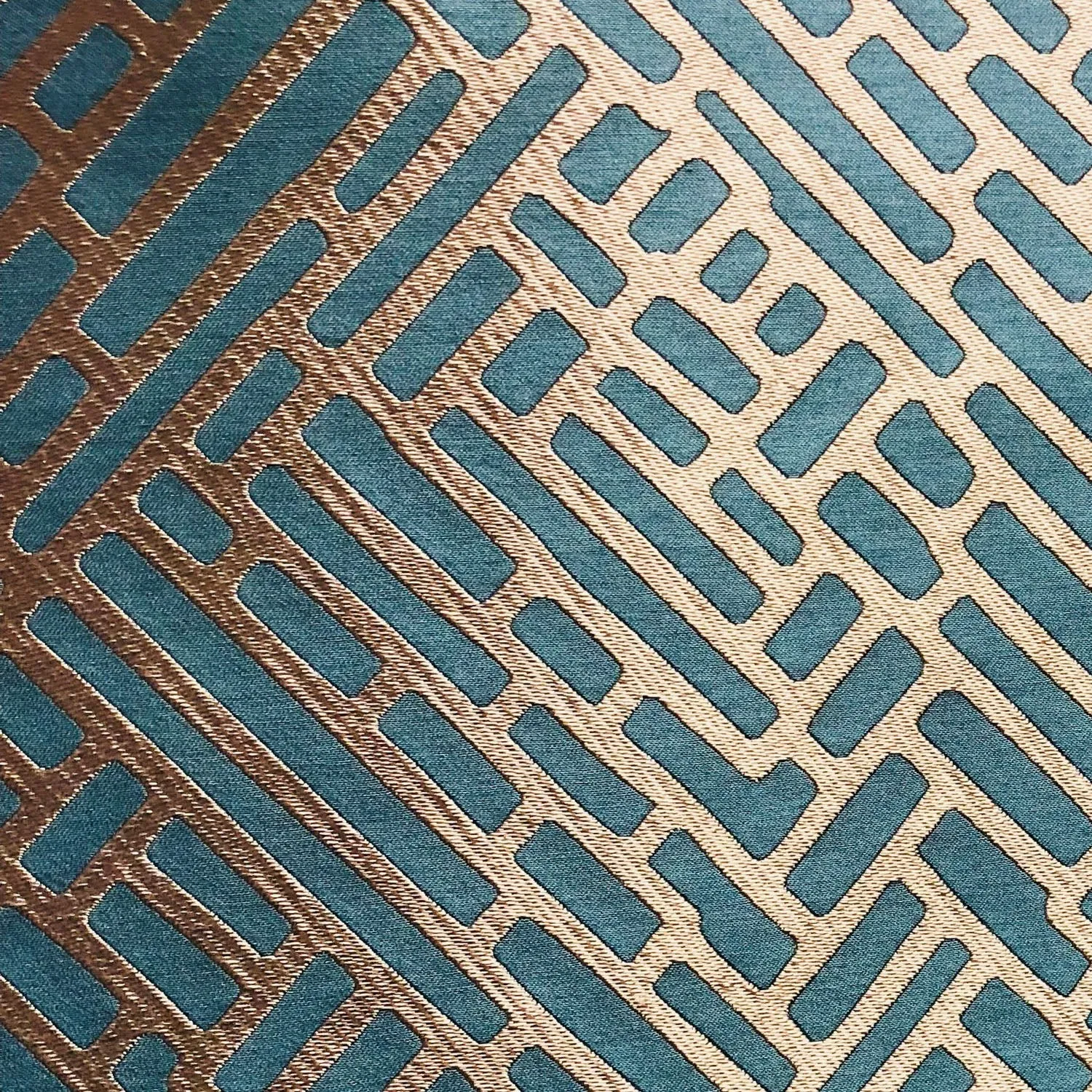 Golden Brick Blue Geometric Luxury Throw Pillow