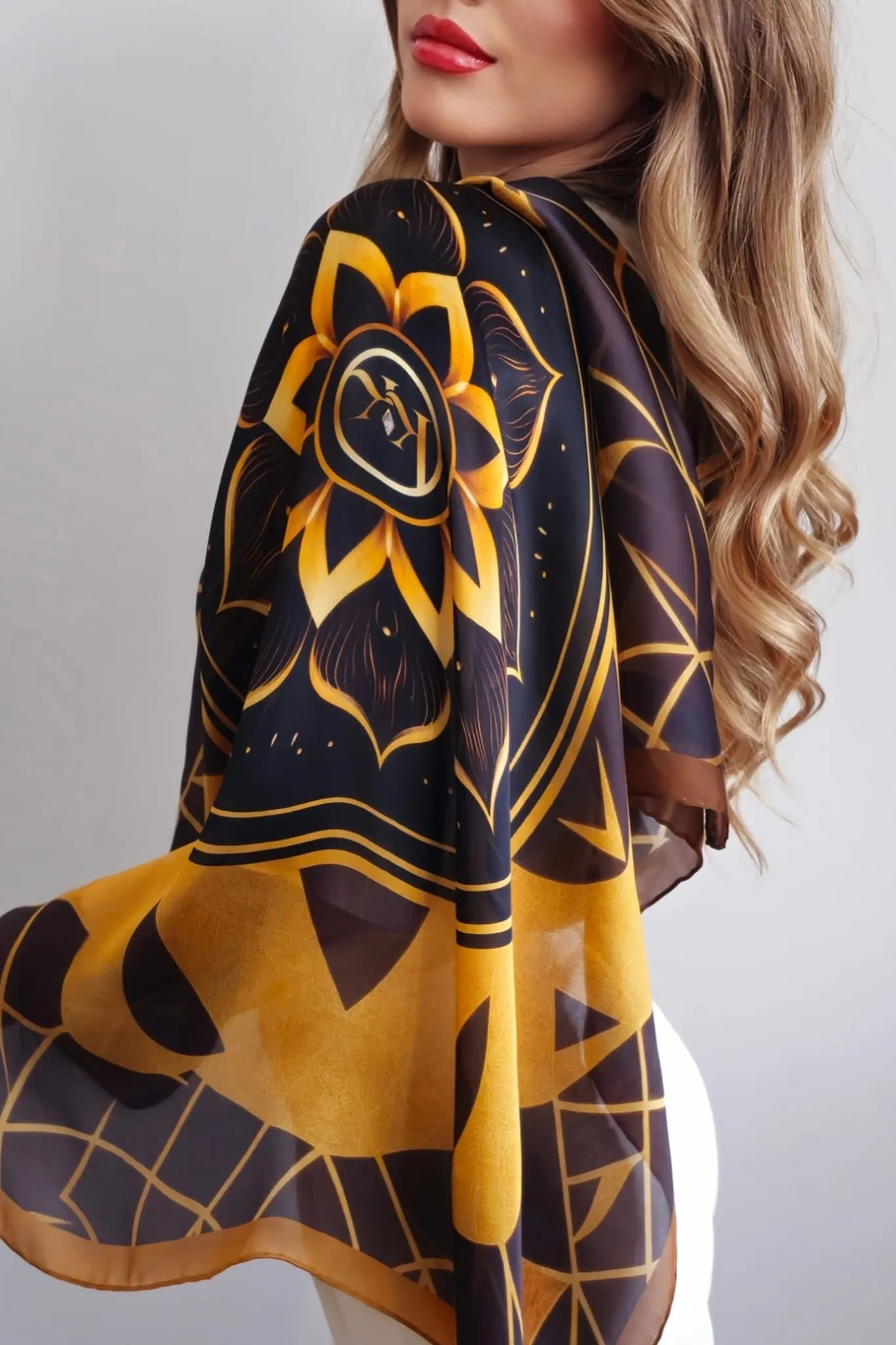Golden Mandala Silk Scarf