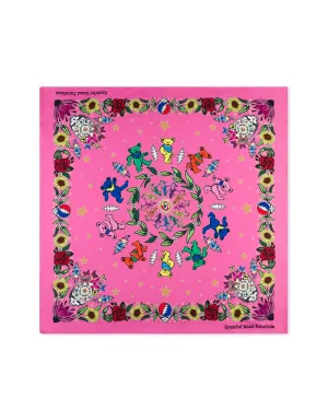 Grateful Dead Floral Silk Scarf - Pink
