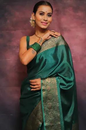 Green Banarasi Silk Wedding Saree