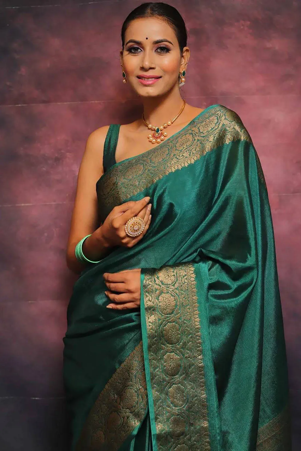 Green Banarasi Silk Wedding Saree