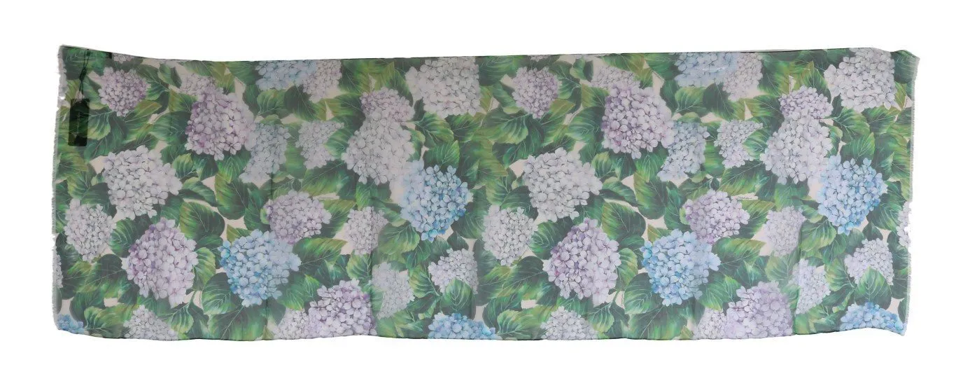 Green Blue Floral Print Scarf