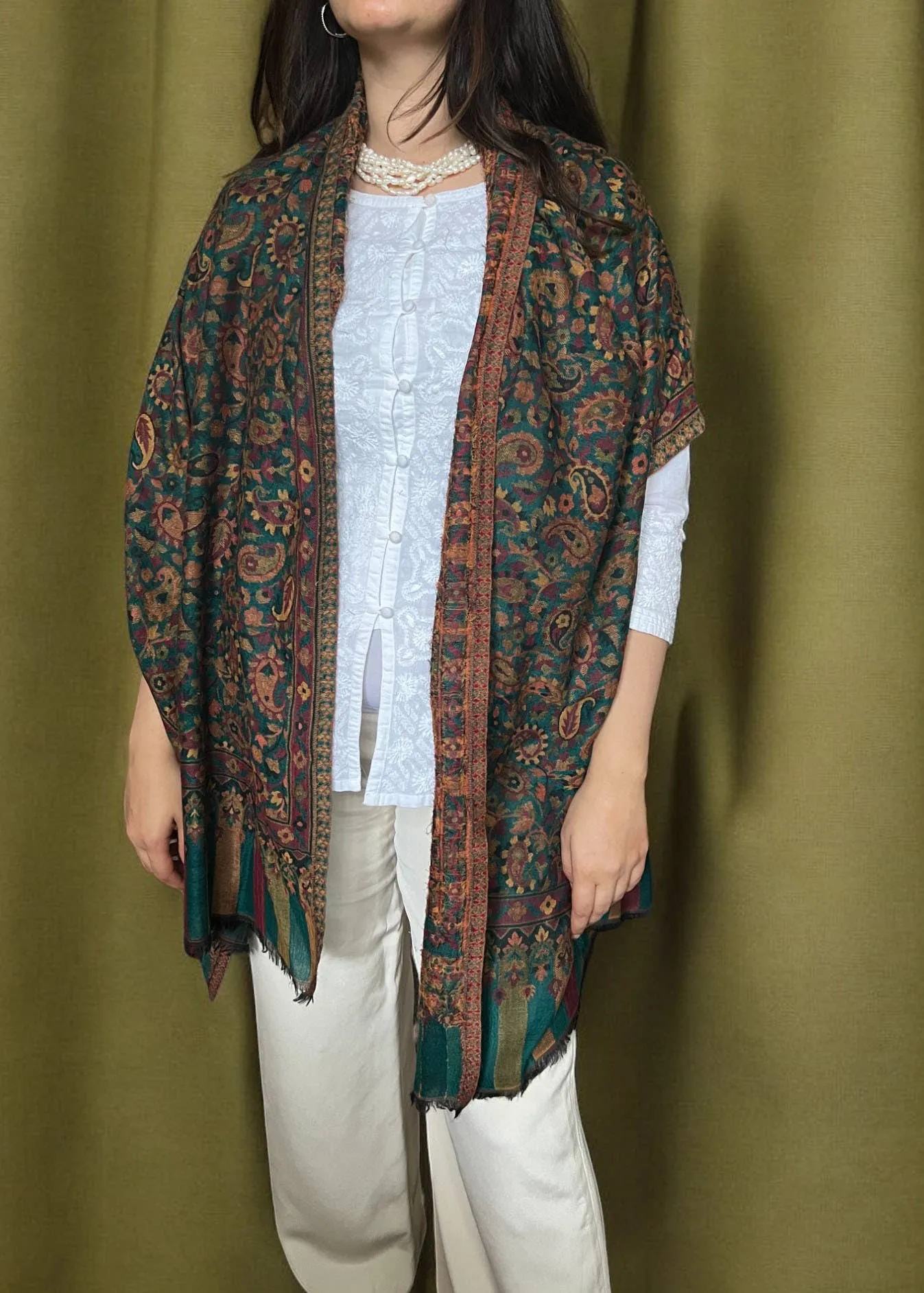 Green Fine Wool Pashmina
