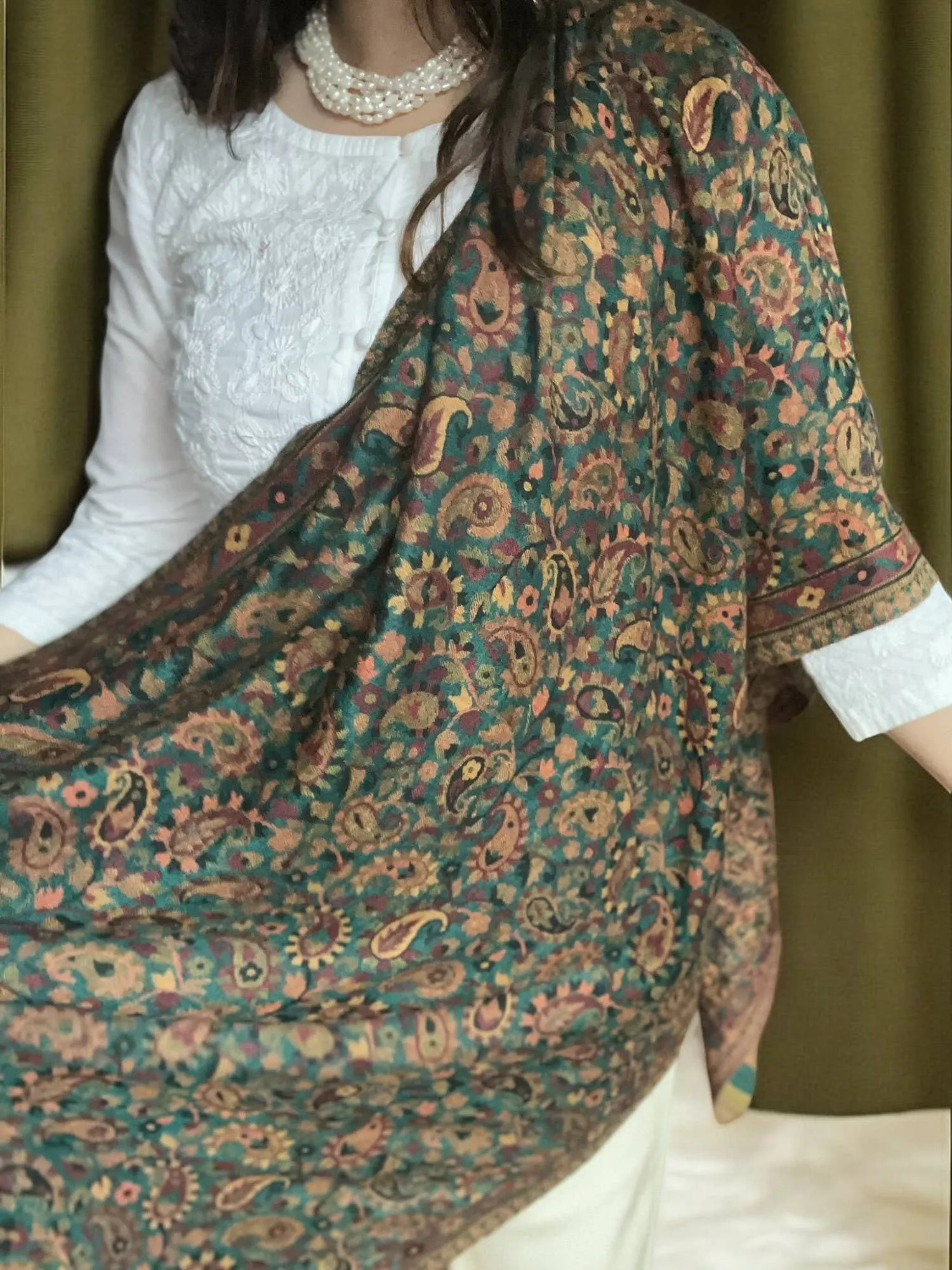 Green Fine Wool Pashmina