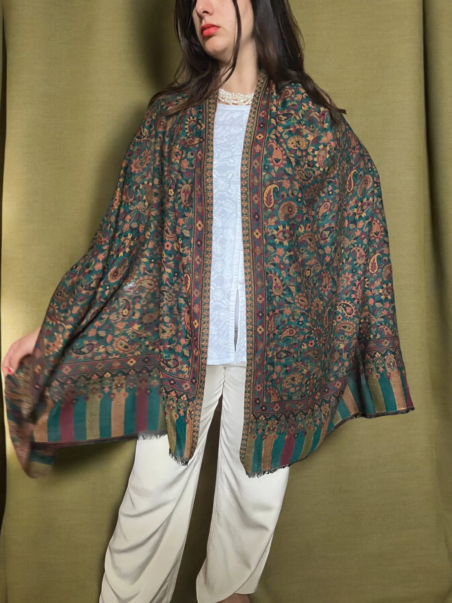Green Fine Wool Pashmina