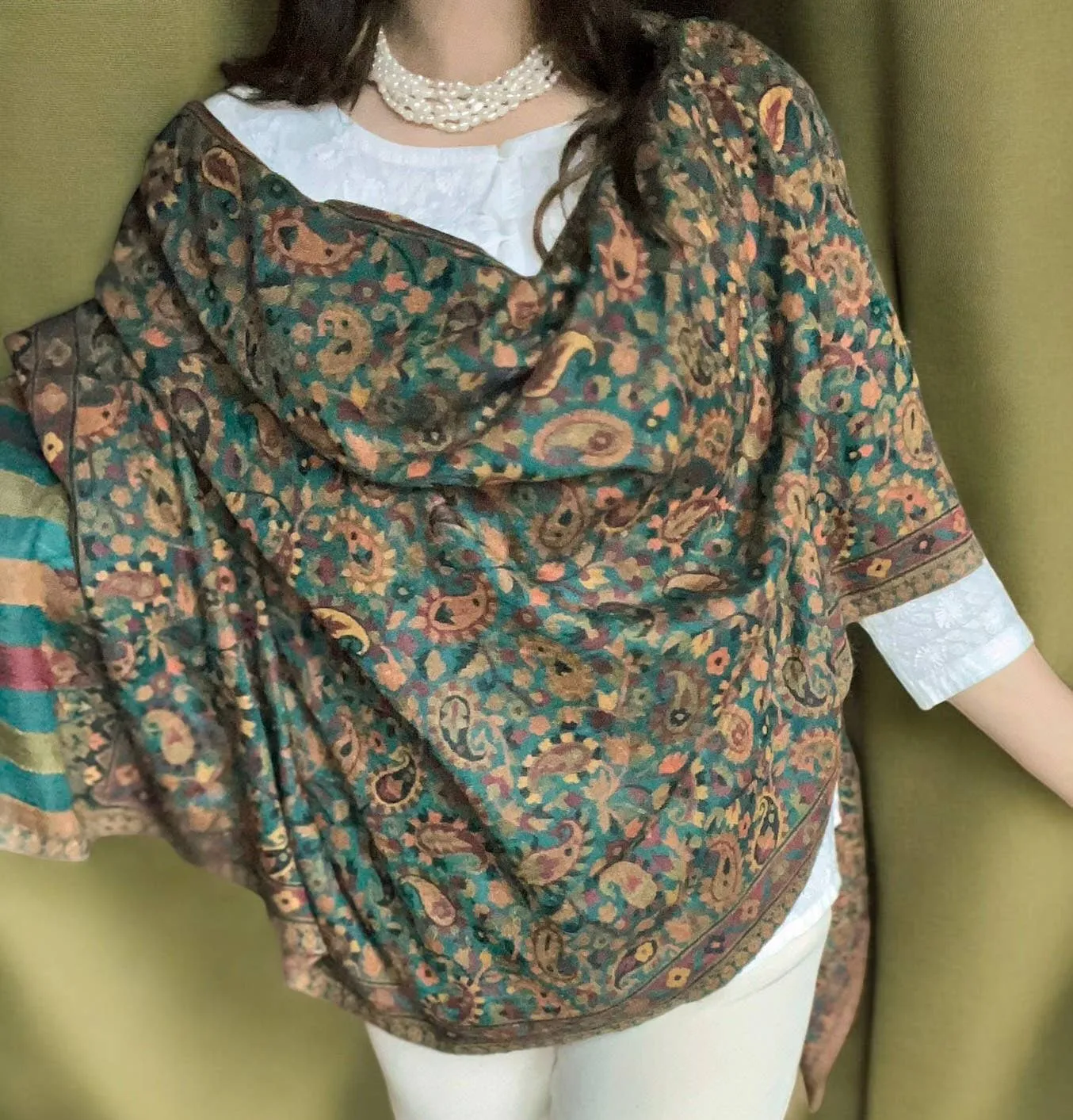 Green Fine Wool Pashmina